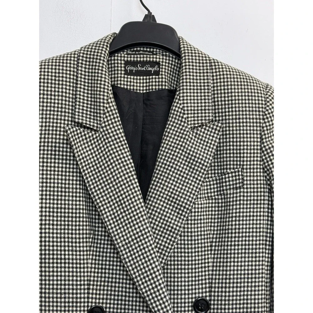 GIORGIO‎ SANT'ANGELO Women's 6 Wool Checkered Skirt Suit Black/cream Gingham